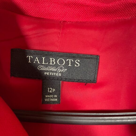 Talbots Petites Women's LS Red Linen Cotton Blazer Jacket 12P Large Button - Picture 3 of 6